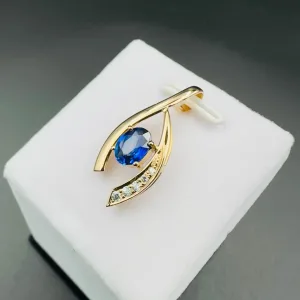 18ct Yellow Gold Diamond & Blue Sapphire Pendant