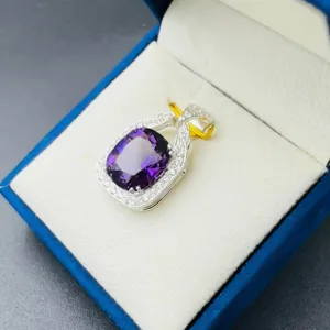 925 Sterling Silver Pendant with Natural Amethyst Gemstone