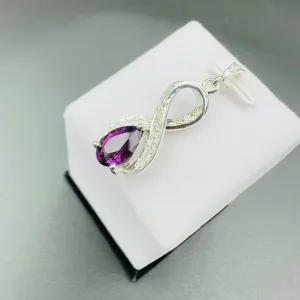 925 Sterling Silver Pendant with Natural Amethyst Gemstone