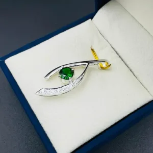 925 Sterling Silver Pendant with Natural Chrome Diopside Gemstone