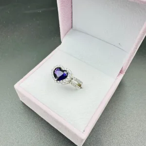925 Sterling Silver Ring with Natural Amethyst Gemstone