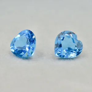 Natural Blue Topaz Pair Heart 6.42 ct