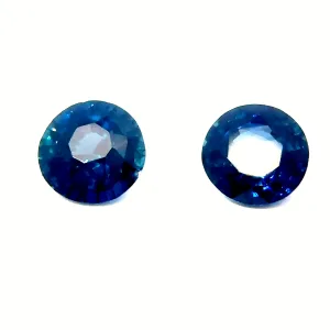 Natural Teal Sapphire (pair) - Round - 1.13ct
